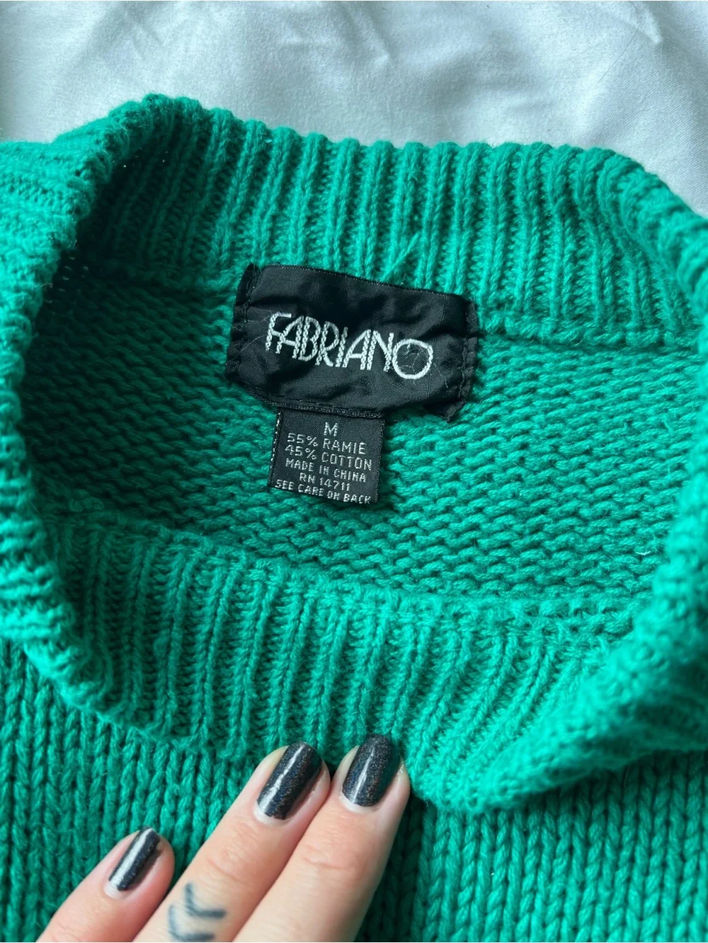 Emerald Green Cable-Stitch Crewneck Sweater by Roma